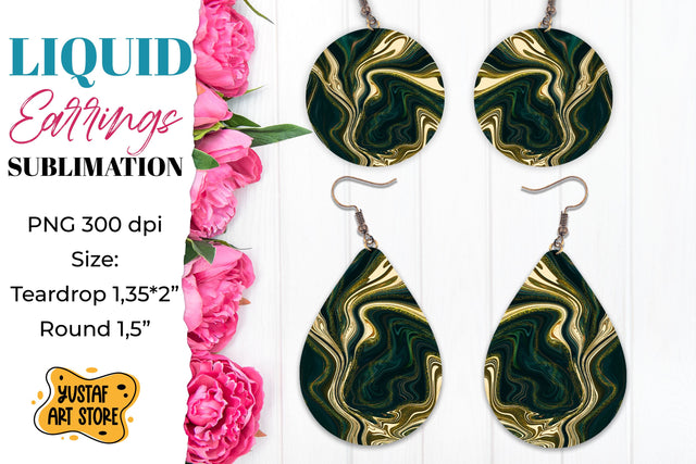 Abstract Earrings Sublimation. Teardrop and Round Sublimation Yustaf Art Store 
