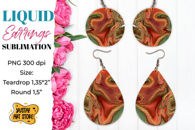 Abstract Earrings Sublimation. Teardrop and Round Sublimation Yustaf Art Store 
