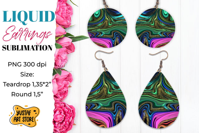 Abstract Earrings Sublimation. Teardrop and Round Sublimation Yustaf Art Store 