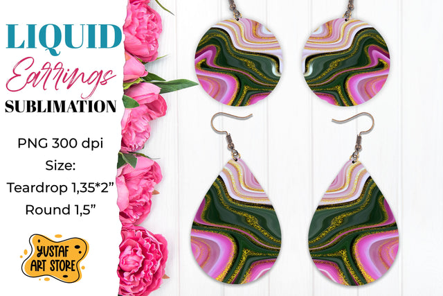 Abstract Earrings Sublimation. Teardrop and Round Sublimation Yustaf Art Store 