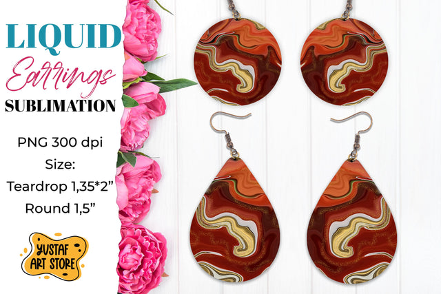 Abstract Earrings Sublimation. Teardrop and Round Sublimation Yustaf Art Store 
