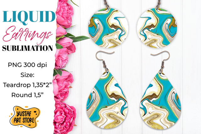 Abstract Earrings Sublimation. Teardrop and Round Sublimation Yustaf Art Store 