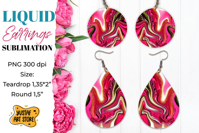 Abstract Earrings Sublimation. Teardrop and Round Sublimation Yustaf Art Store 