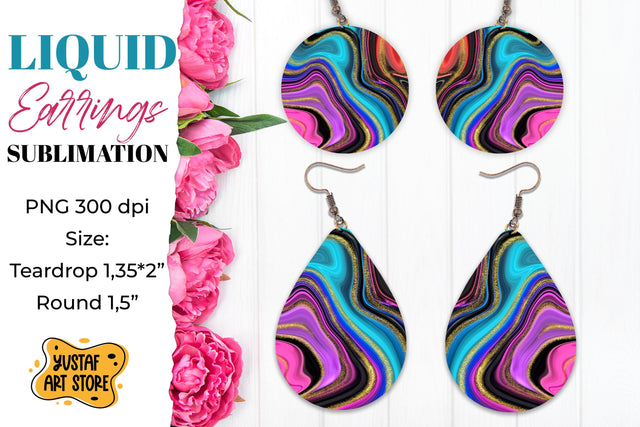 Abstract Earrings Sublimation. Teardrop and Round Sublimation Yustaf Art Store 
