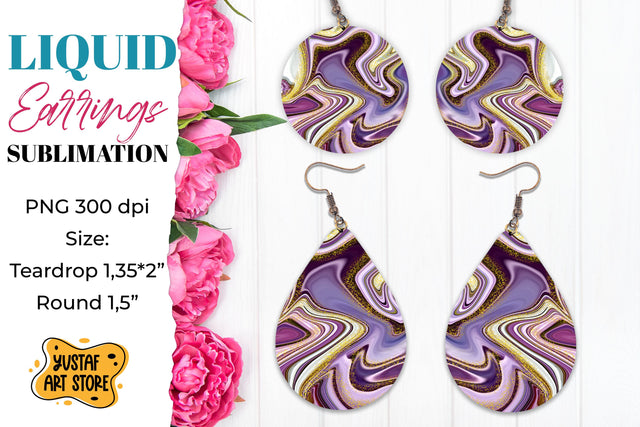 Abstract Earrings Sublimation. Teardrop and Round Sublimation Yustaf Art Store 