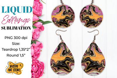 Abstract Earrings Sublimation. Teardrop and Round Sublimation Yustaf Art Store 