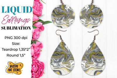 Abstract Earrings Sublimation. Teardrop and Round Sublimation Yustaf Art Store 