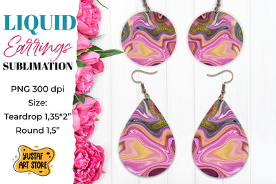 Abstract Earrings Sublimation. Teardrop and Round Sublimation Yustaf Art Store 
