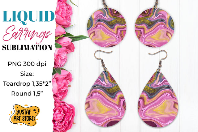 Abstract Earrings Sublimation. Teardrop and Round Sublimation Yustaf Art Store 