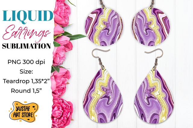 Abstract Earrings Sublimation. Teardrop and Round Sublimation Yustaf Art Store 