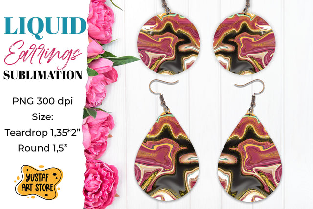 Abstract Earrings Sublimation. Teardrop and Round Sublimation Yustaf Art Store 