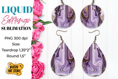 Abstract Earrings Sublimation. Teardrop and Round Sublimation Yustaf Art Store 
