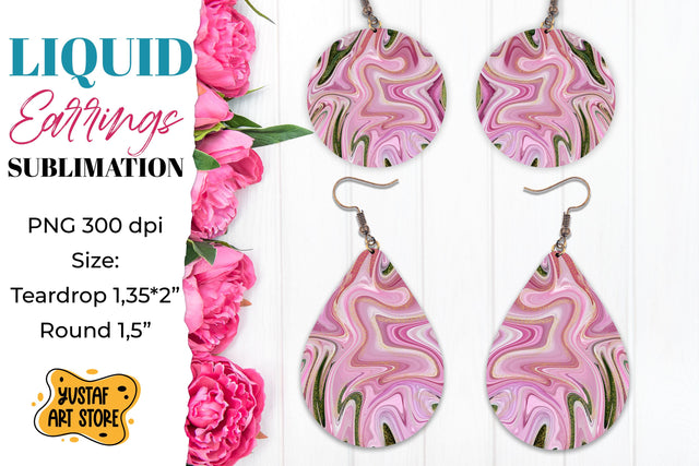 Abstract Earrings Sublimation. Teardrop and Round Sublimation Yustaf Art Store 