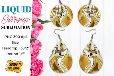 Abstract Earrings Sublimation. Teardrop and Round Sublimation Yustaf Art Store 