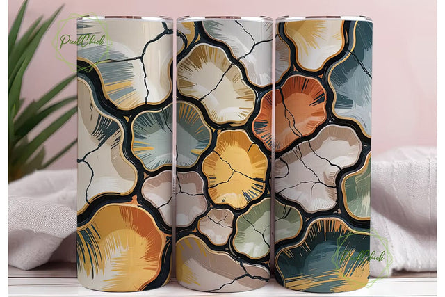 Abstract Earth Tones 20oz Tumbler Wrap Sublimation PixelChick 