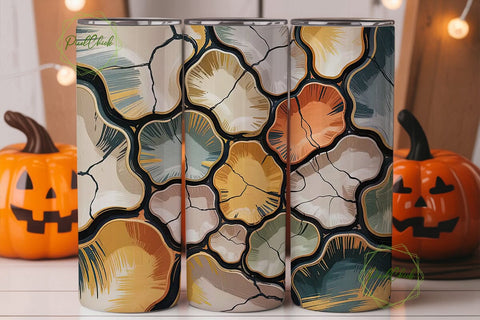 Abstract Earth Tones 20oz Tumbler Wrap Sublimation PixelChick 