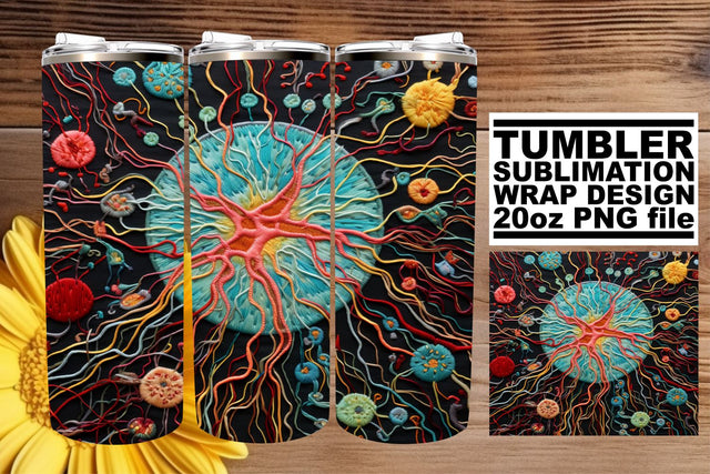 Abstract Embroidery Bliss: Tumbler Elegance in 3D Sublimation afrosvg 