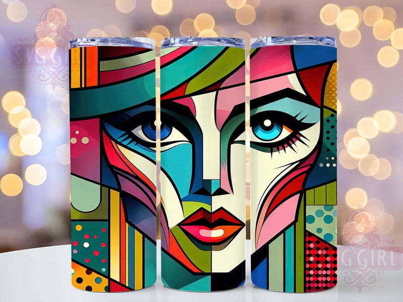 Abstract Face Art Tumbler Wrap, Modern Design, Creative Expression, Contemporary Style, Artistic Theme, Tumbler Wrap, Sublimation Design Sublimation SvggirlplusArt 