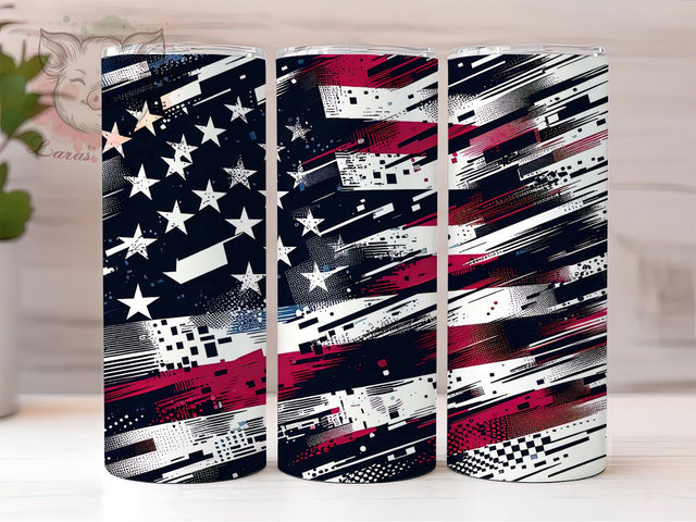 Abstract Flag Tumbler Design, 20oz Sublimation Wrap, Patriotic Drinkware, American Flag Art, Unique Tumbler Design, Digital Download, Independence Day Decor Sublimation Lara' s Designs 
