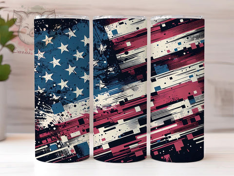 Abstract Flag Tumbler Design, 20oz Sublimation Wrap, Patriotic Drinkware, American Flag Art, Unique Tumbler Design, Digital Download, Independence Day Decor Sublimation Lara' s Designs 