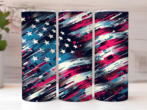 Abstract Flag Tumbler Design, 20oz Sublimation Wrap, Patriotic Drinkware, American Flag Art, Unique Tumbler Design, Digital Download, Independence Day Decor Sublimation Lara' s Designs 