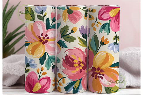 Abstract Floral 20oz Tumbler Wrap Sublimation PixelChick 