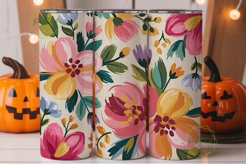 Abstract Floral 20oz Tumbler Wrap Sublimation PixelChick 