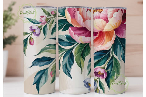 Abstract Floral 20oz Tumbler Wrap Sublimation PixelChick 