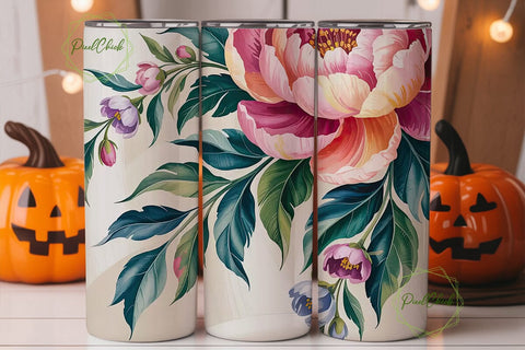 Abstract Floral 20oz Tumbler Wrap Sublimation PixelChick 