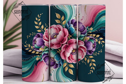 Abstract Floral 20oz Tumbler Wrap Sublimation sassyprint 
