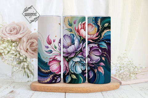 Abstract Floral 20oz Tumbler Wrap Sublimation sassyprint 