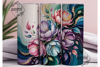 Abstract Floral 20oz Tumbler Wrap Sublimation sassyprint 