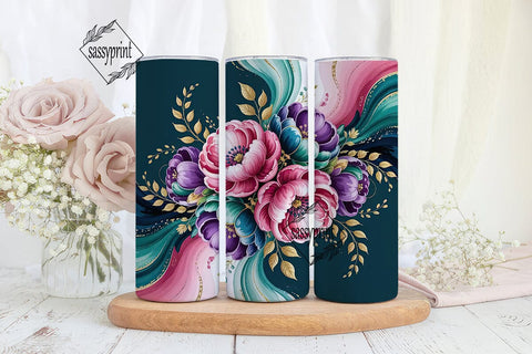 Abstract Floral 20oz Tumbler Wrap Sublimation sassyprint 