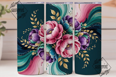 Abstract Floral 20oz Tumbler Wrap Sublimation sassyprint 