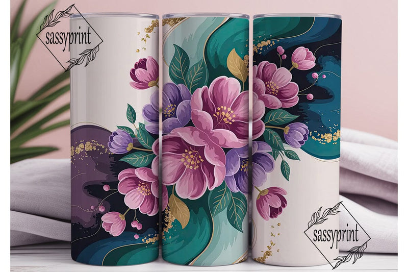 Abstract Floral 20oz Tumbler Wrap Sublimation sassyprint 