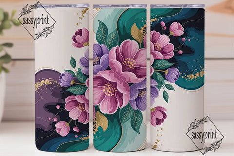 Abstract Floral 20oz Tumbler Wrap Sublimation sassyprint 