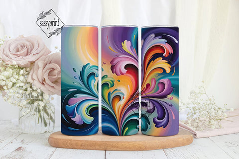 Abstract Floral Flow 20oz Tumbler Wrap Sublimation sassyprint 