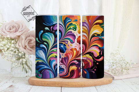 Abstract Floral Flow 20oz Tumbler Wrap Sublimation sassyprint 