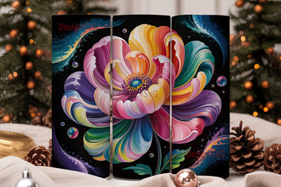 Abstract Floral Fluid Art 20oz Tumbler Sublimation DesignSVG 