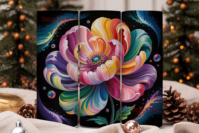Abstract Floral Fluid Art 20oz Tumbler Sublimation DesignSVG 