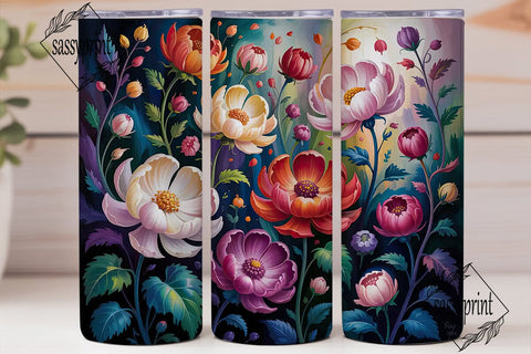 Abstract Floral Garden 20oz Tumbler Wrap Sublimation sassyprint 
