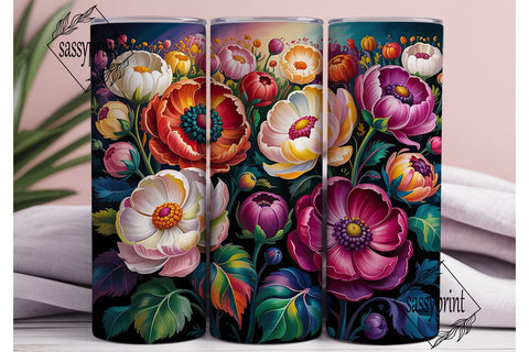 Abstract Floral Garden 20oz Tumbler Wrap Sublimation sassyprint 
