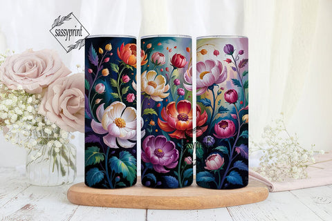 Abstract Floral Garden 20oz Tumbler Wrap Sublimation sassyprint 