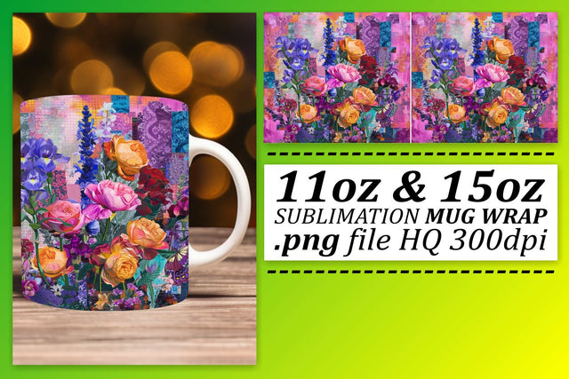 Abstract Floral Harmony Cup Wrap Sublimation afrosvg 