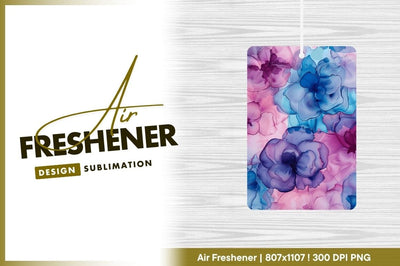 Abstract Floral Ink Art in Pink Purple and Blue Watercolor Style Sublimation Regulrcrative 