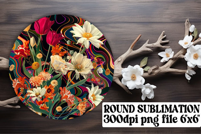 Abstract Floral Ornaments Car Coaster Splendor Sublimation Keychain PNG Sublimation afrosvg 