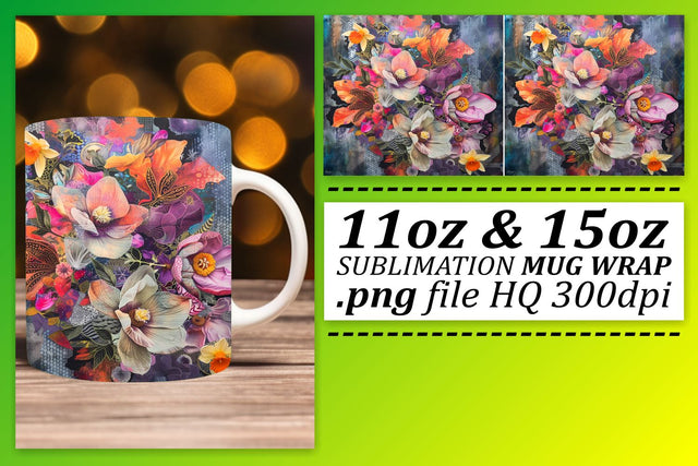 Abstract Floral Symphony Cup Decor Sublimation afrosvg 