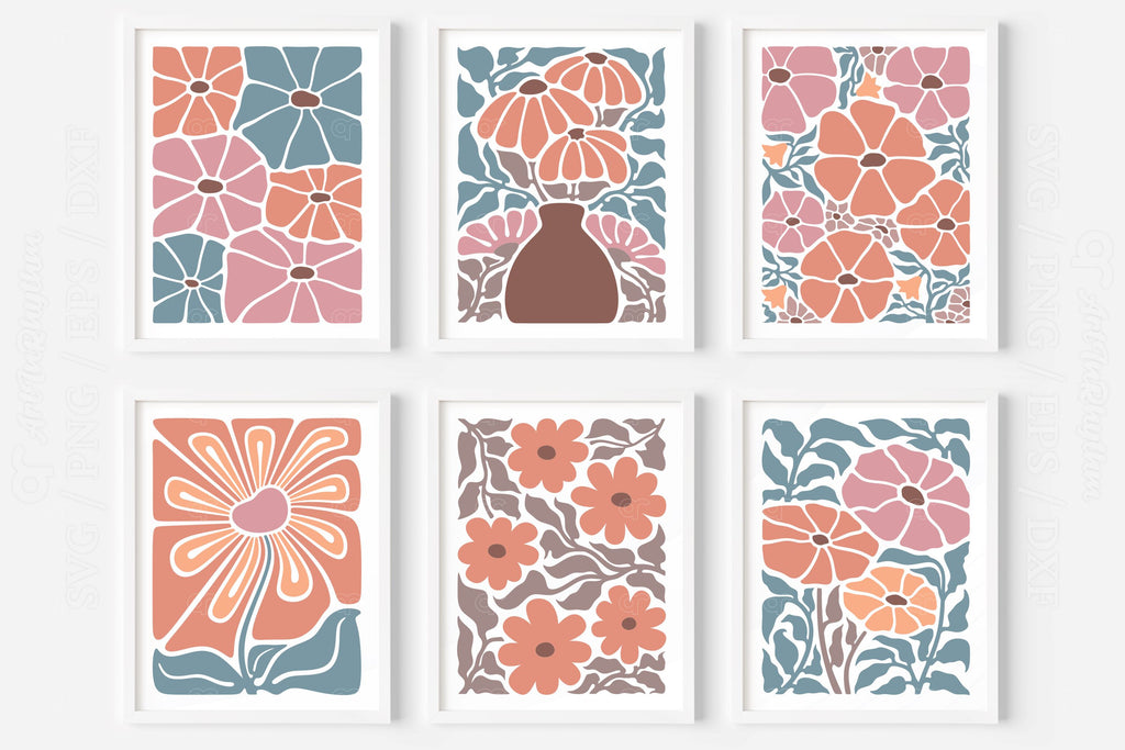 Abstract Flowers Svg, Boho Abstract Svg, Groovy Flowers Svg, Boho Svg ...