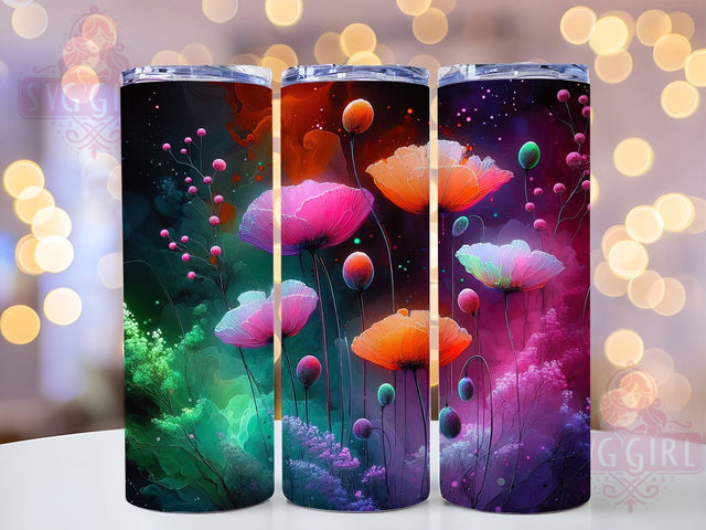 Abstract Garden Flower Tumbler, Garden Theme, Vibrant Style, Artistic Pattern, Whimsical Design, 20Oz Tumbler, Sublimation Wrap Sublimation SvggirlplusArt 