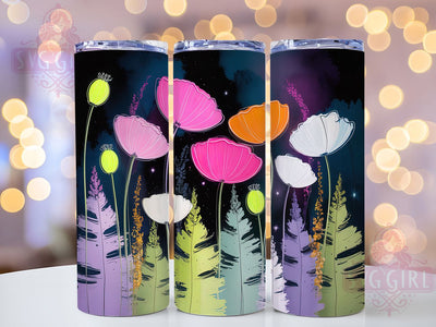 Abstract Garden Flower Tumbler, Garden Theme, Vibrant Style, Artistic Pattern, Whimsical Design, 20Oz Tumbler, Sublimation Wrap Sublimation SvggirlplusArt 